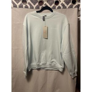 NWT Sweaty Betty Revive Crew Neck Sweatshirt In Day Break Blue Size S/M Cotton